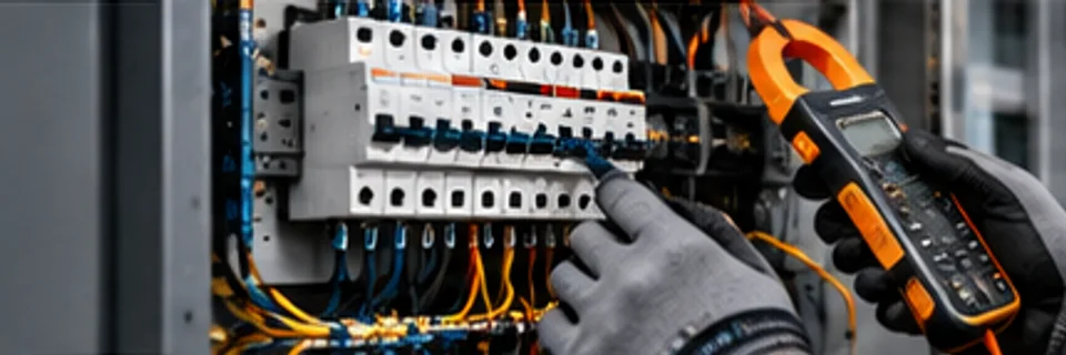 Imagen ilustrativa de una inspección profesional de tablero eléctrico con equipo de medición.